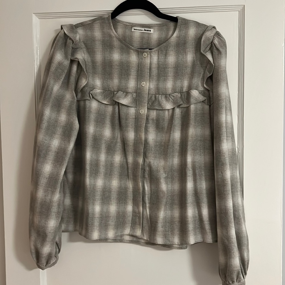 Reformation jeans button down flannel top